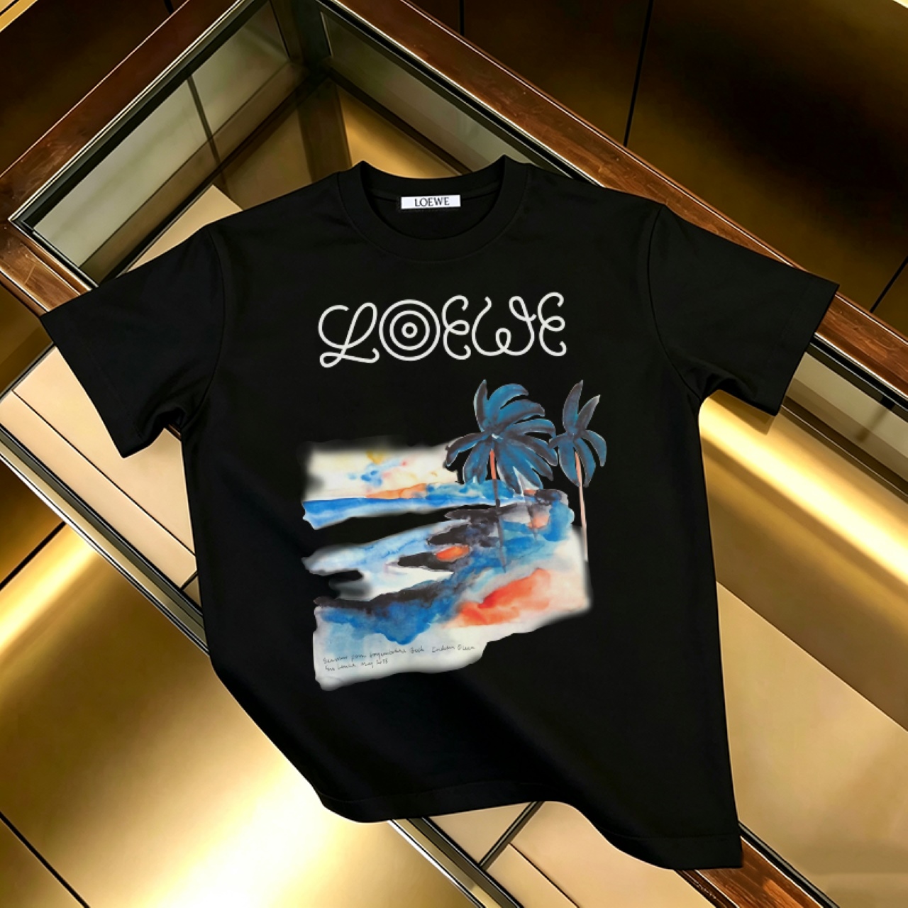 P90 no se quita, promoción segura LOEWE 罗意威 nueva camiseta de manga corta con estampado 300G algodón puro (tela mejorad…