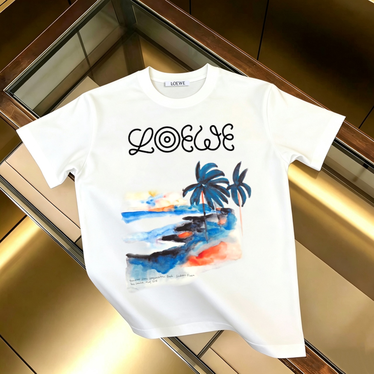 P90 no se quita, promoción segura LOEWE 罗意威 nueva camiseta de manga corta con estampado 300G algodón puro (tela mejorad…