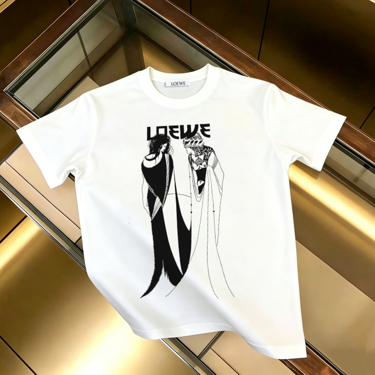 P90 no descontinuado, empuje con confianza LOEWE Loewe nueva camiseta de manga corta estampada 300G algodón puro (tela …