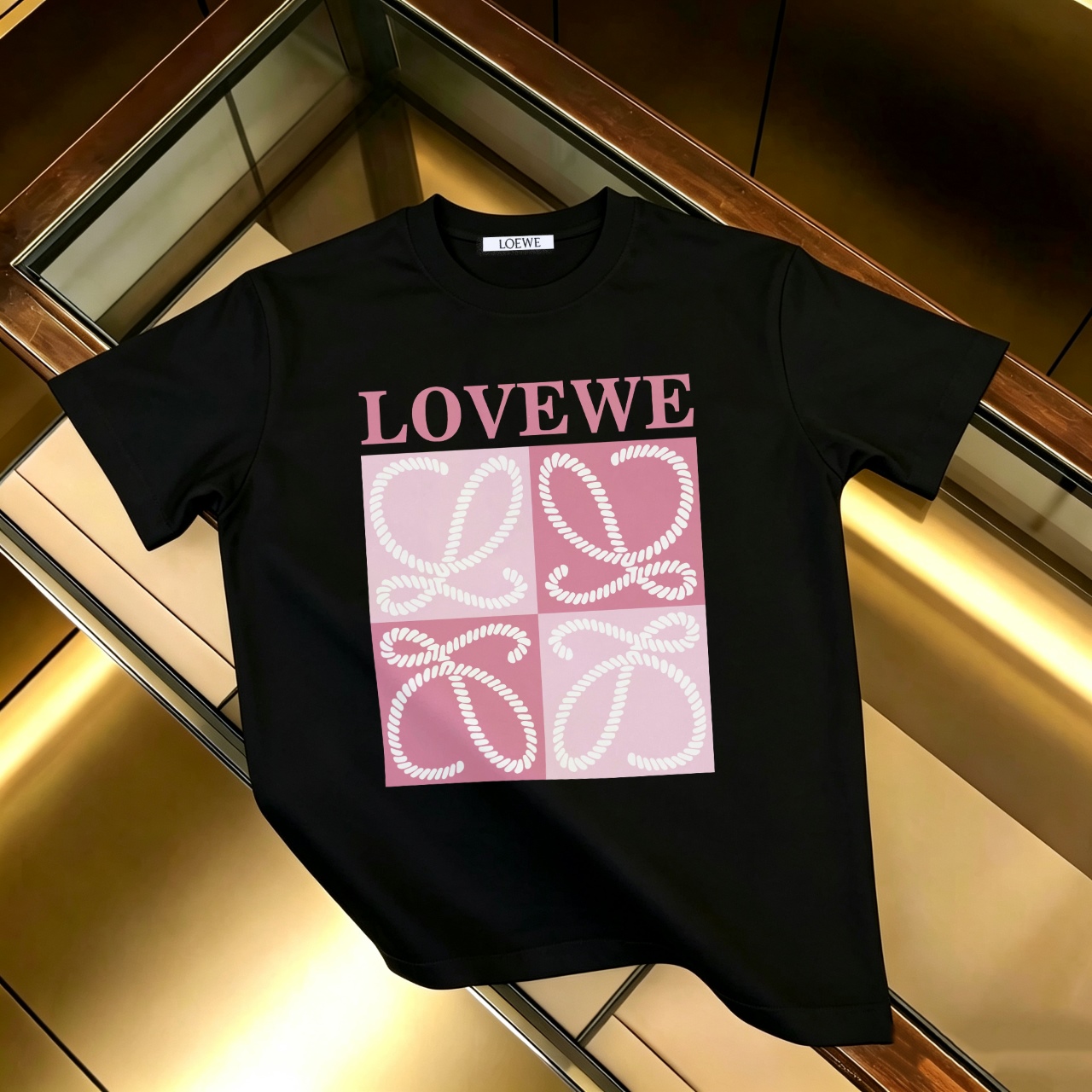 P90 Artículo permanente, promoción segura LOEWE Camiseta de manga corta con estampado nuevo, algodón 300G (tela mejorad…