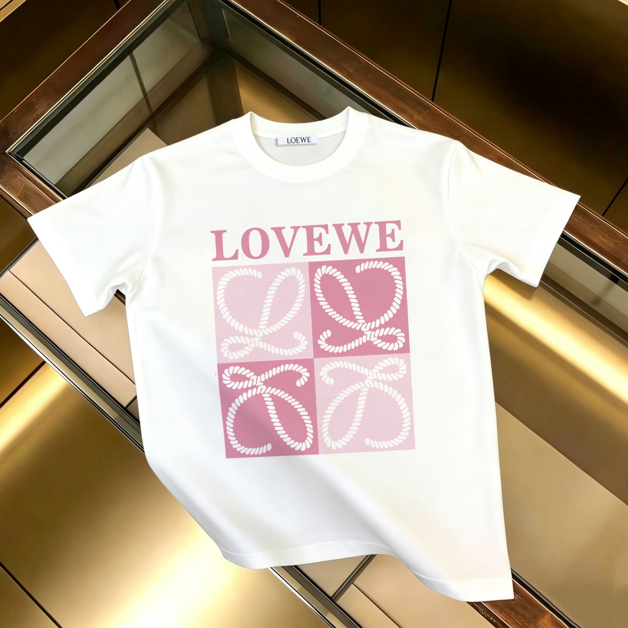P90 Artículo permanente, promoción segura LOEWE Camiseta de manga corta con estampado nuevo, algodón 300G (tela mejorad…