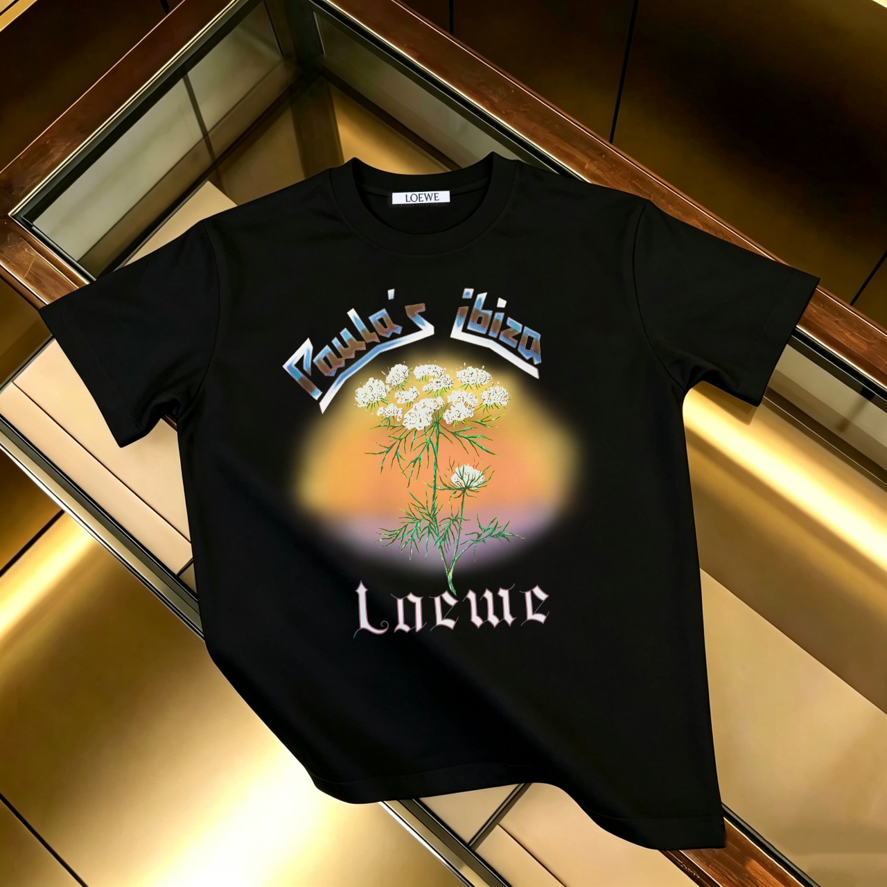 P90 Artículo permanente, promoción segura LOEWE Camiseta de manga corta con estampado nuevo, algodón 300G (tela mejorad…