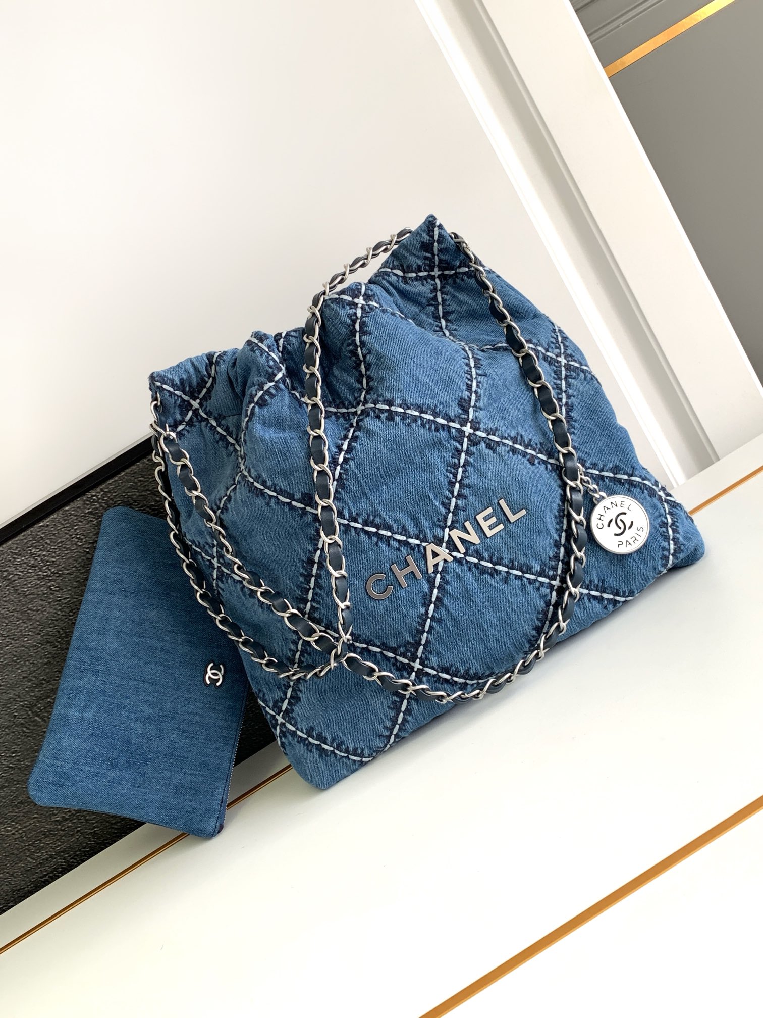 Chanel Sale
 Crossbody & Shoulder Bags Blue Denim Silver Mini
