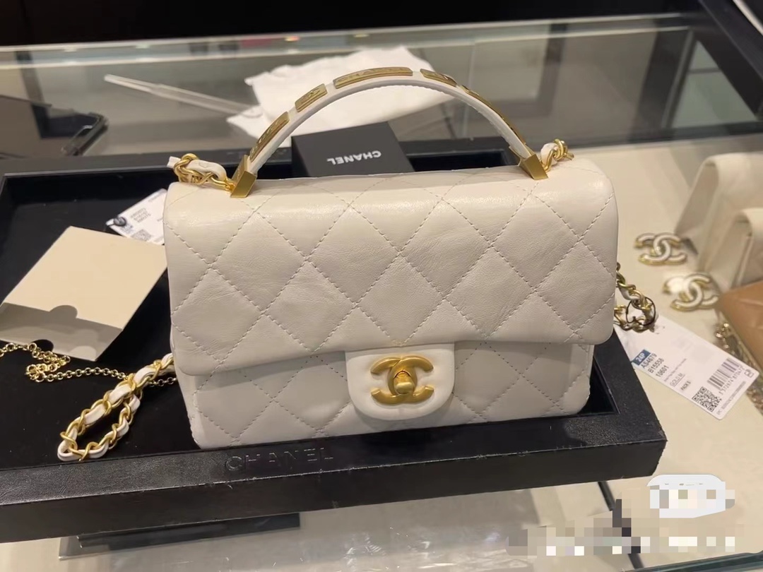 Chanel Classic Flap Bag Torby typu crossbody i na ramię Czarny Złoto Biały Grawerowanie Vintage Gold