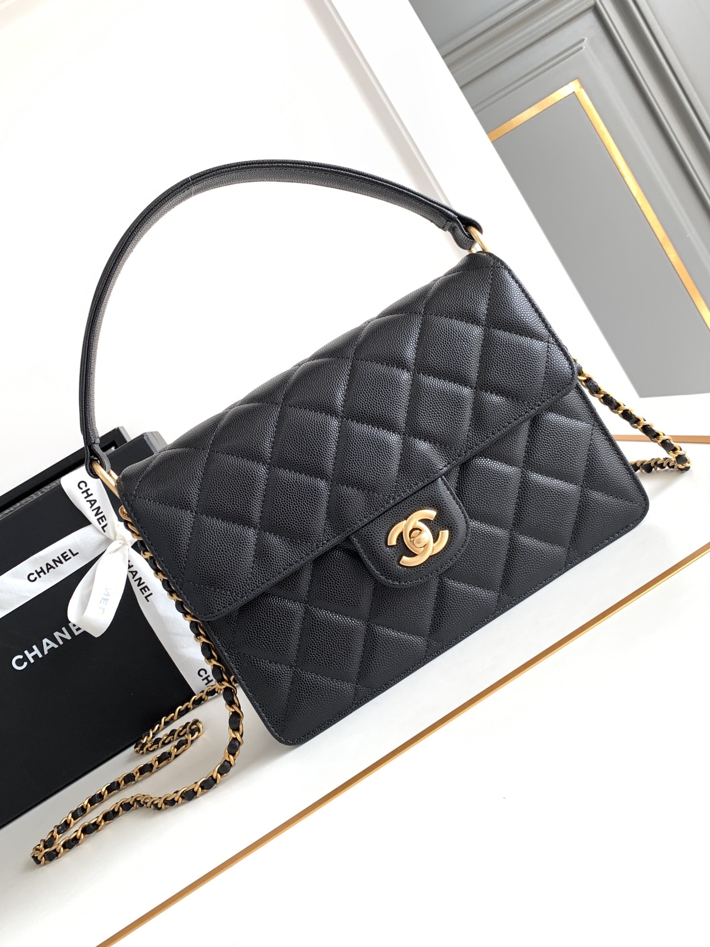 Chanel Classic Flap Bag Torby typu crossbody i na ramię Czarny Złoto