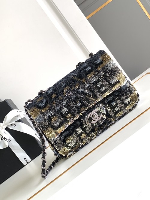 Chanel 24S Sequin CF Flap Bag, 20cm, Black - A Summer Essential 1 Chanel 24S Sequin CF Flap Bag, 20cm, Black - A Summer Essential