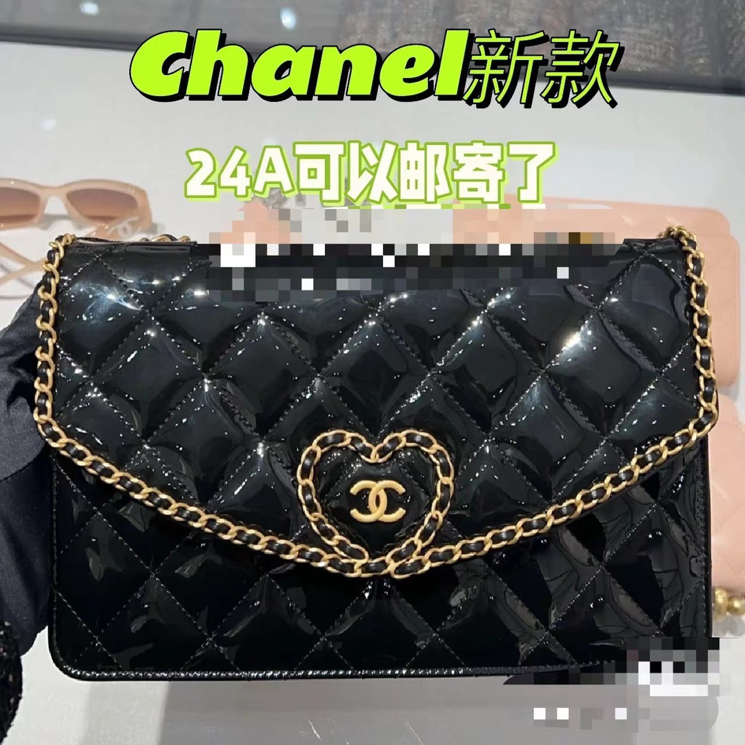 2024 AAA Replica dostosuj
 Chanel Torby typu crossbody i na ramię Czarny Tkanie Skóra patentowa Łańcuchy