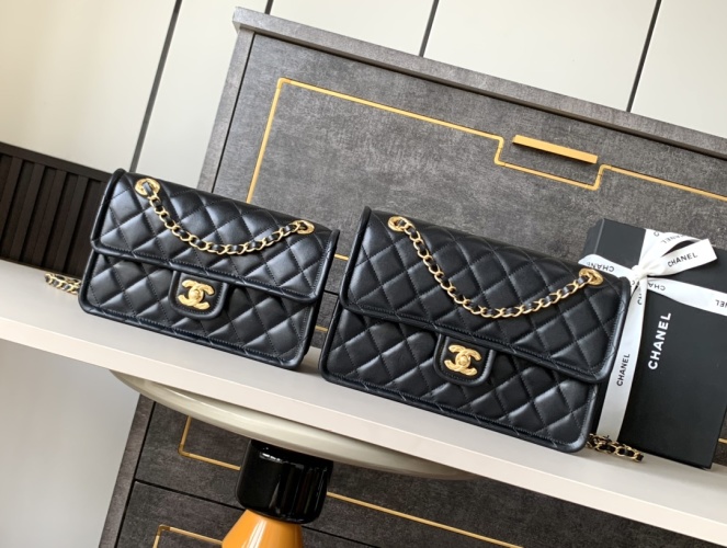 Chanel Classic Flap Bag 24K Gold Hardware, Black Leather,Small Size 1 Chanel Classic Flap Bag 24K Gold Hardware, Black Leather,Small Size