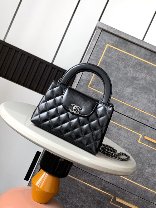 Chanel 25c Kelly Bag - Black Quilted Leather Top Handle Bag 1 Chanel 25c Kelly Bag - Black Quilted Leather Top Handle Bag