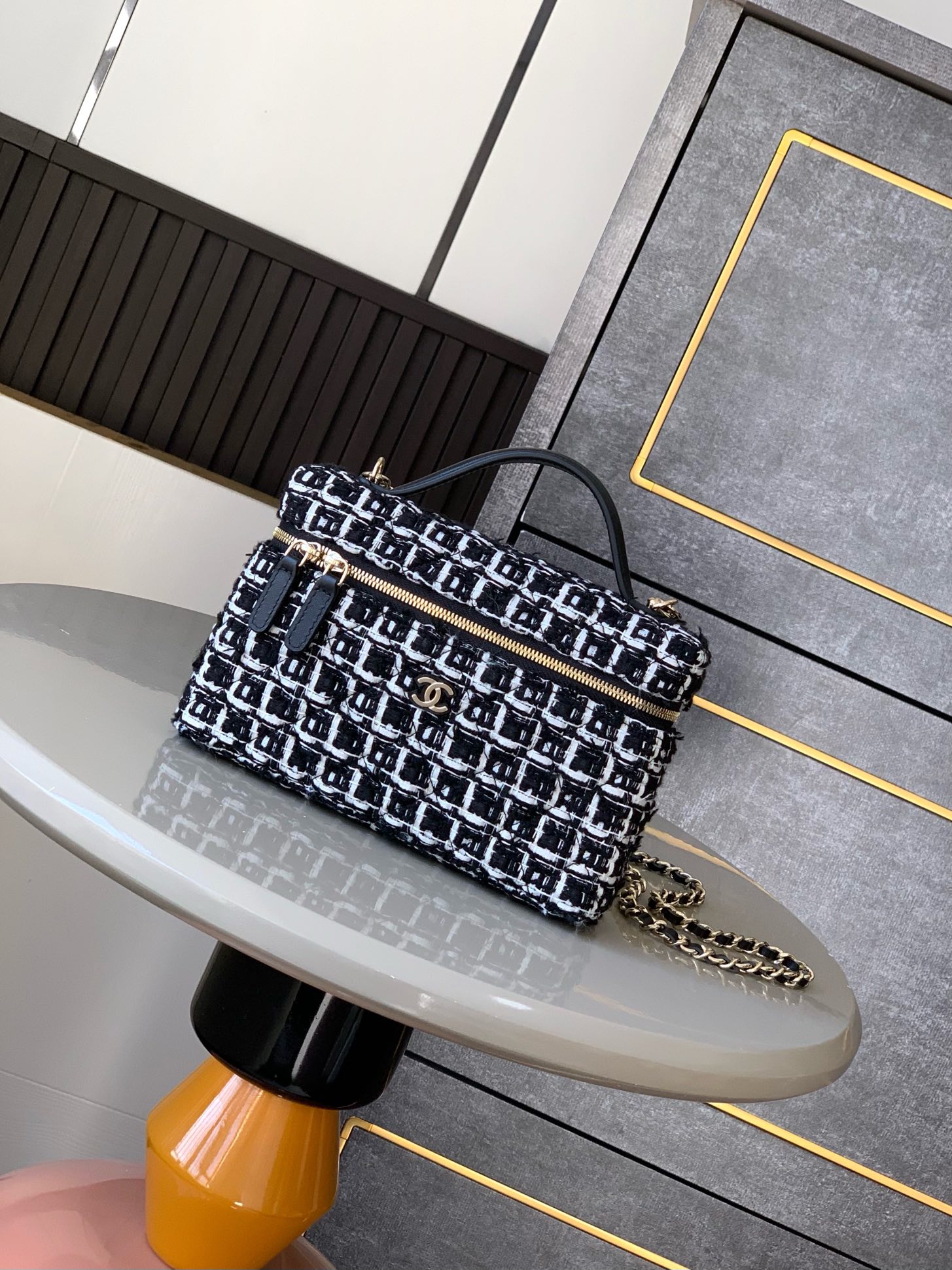 "Productos de exportación" OHANEL🚩🚩🚩Material de lana blanco y negro🔮🔮🔮Bolsa lonchera de mezclilla 25C, bolso de m…