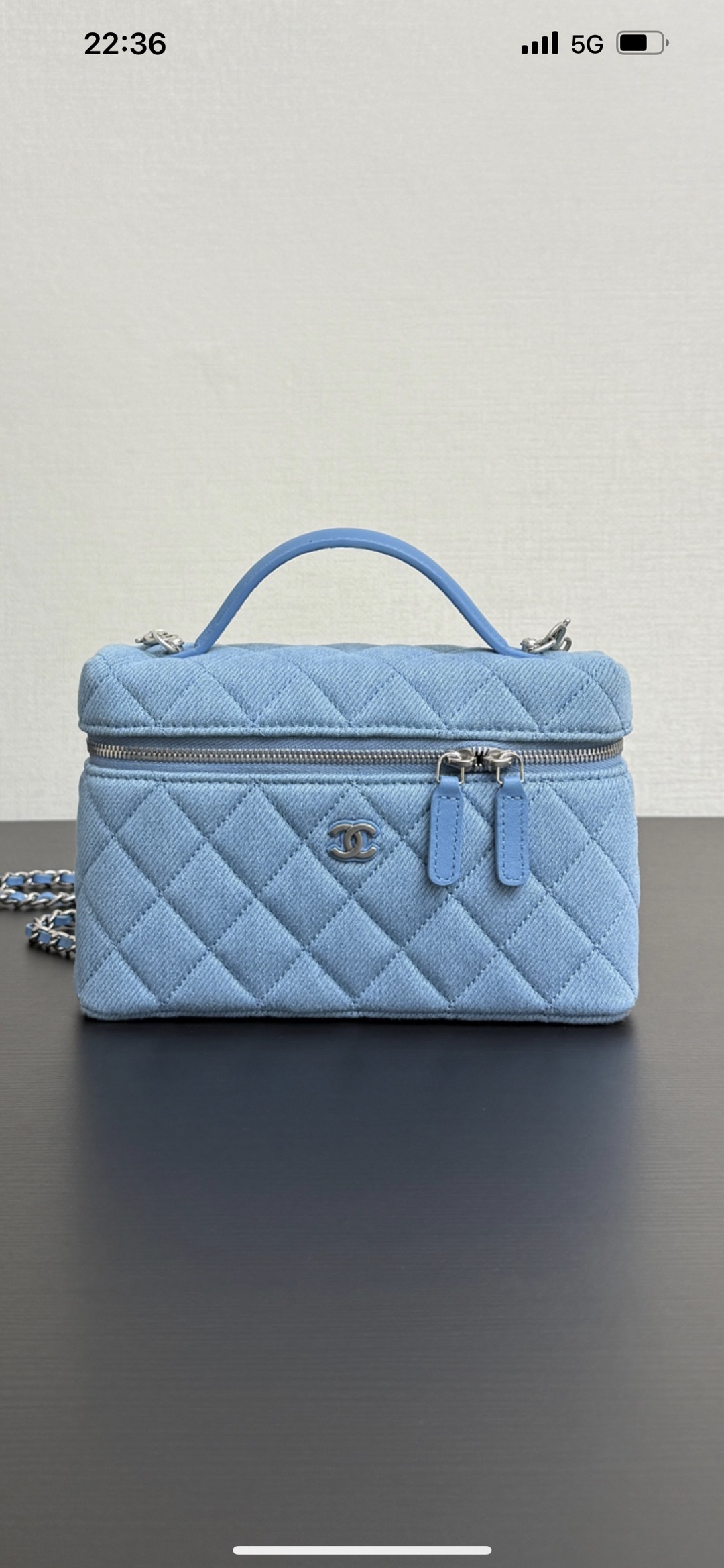 Chanel 25C LP Vanity Case, Light Blue Denim, Detachable Chain, Fashionable 9 i1741426635 7363 8