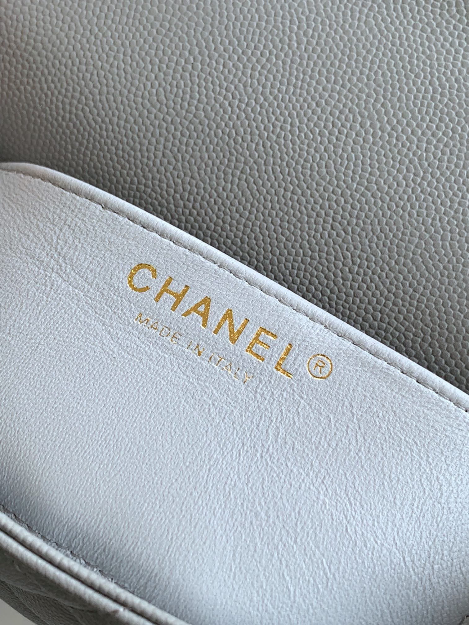 CHANEL 25P Double Chain Caviar Square Bag - Light Gray, Small Size 13x18x5.5cm 10 i1741691916 8568 2