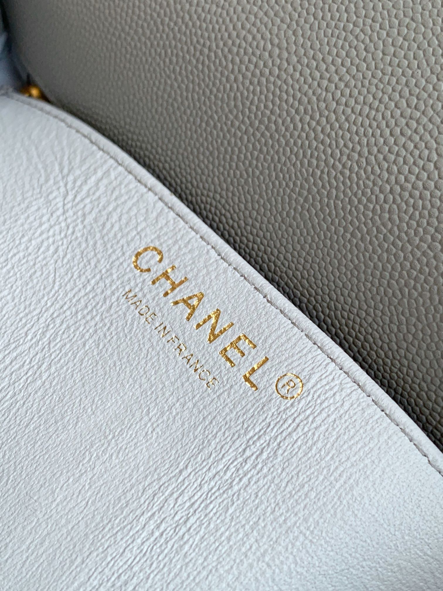 OHANEL 25P Double Chain Caviar Square Bag - Light Grey, 22cm 9 i1741691944 6784 5