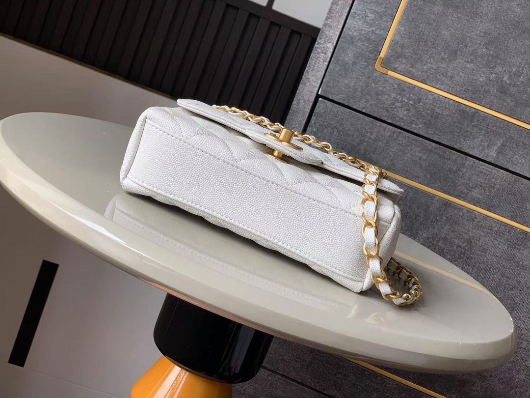 Chanel 25P Double Chain Caviar Square Bag - White, Small Size (13x18x5.5cm) 5 i1741691972 2285 5