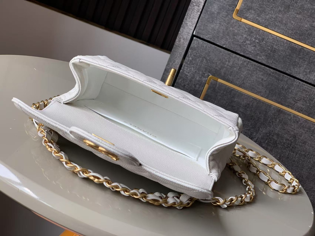 Chanel 25P Double Chain Caviar Square Bag - White, Small Size (13x18x5.5cm) 9 i1741691972 6799 7