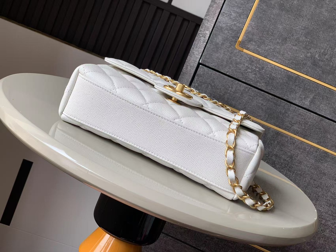 Chanel 25P Double Chain Caviar Square Bag - White, Small Size (13x18x5.5cm) 5 i1741692005 4115 1