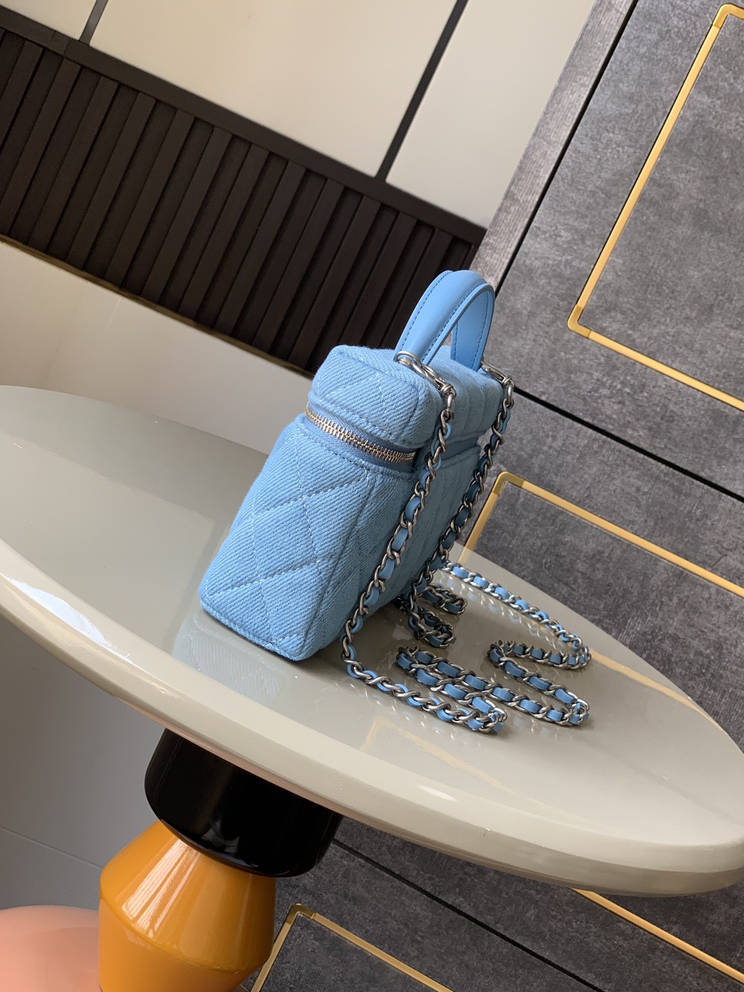 Chanel 25C LP Lunch Box Bag - Light Blue Denim, Detachable Chain 3 i1741768539 9364 3