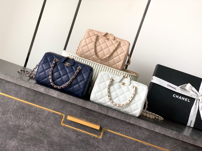 Chanel 25P Bowling Bag White Gold Lambskin Leather, Compact & Stylish 1 Chanel 25P Bowling Bag White Gold Lambskin Leather, Compact & Stylish