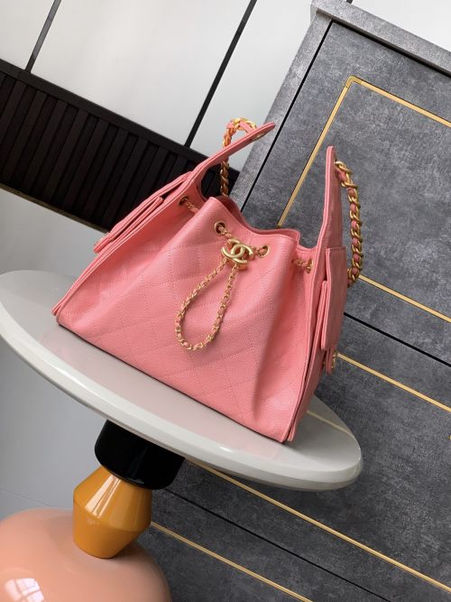 CHANEL 25S Drawstring Bucket Hobo Bag Pink Small Size 30×26×14cm 1 CHANEL 25S Drawstring Bucket Hobo Bag Pink Small Size 30×26×14cm