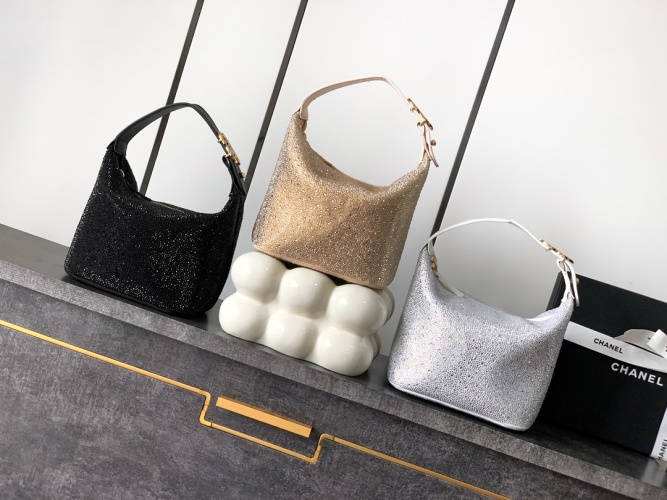 Sparkling Crystal Hobo Bag, Elegant Evening Clutch Shoulder Bag, Three Colors 1 Sparkling Crystal Hobo Bag, Elegant Evening Clutch Shoulder Bag, Three Colors