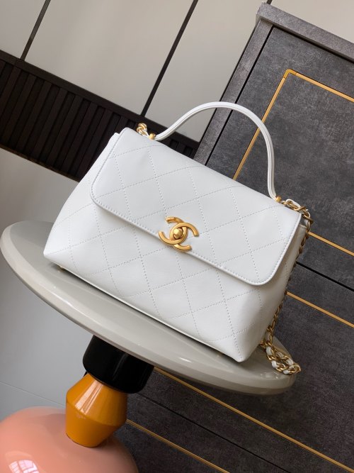 CHANEL 25S White Leather Flap Bag,28cm-Timeless Elegance,Versatile Style 1 CHANEL 25S White Leather Flap Bag,28cm-Timeless Elegance,Versatile Style