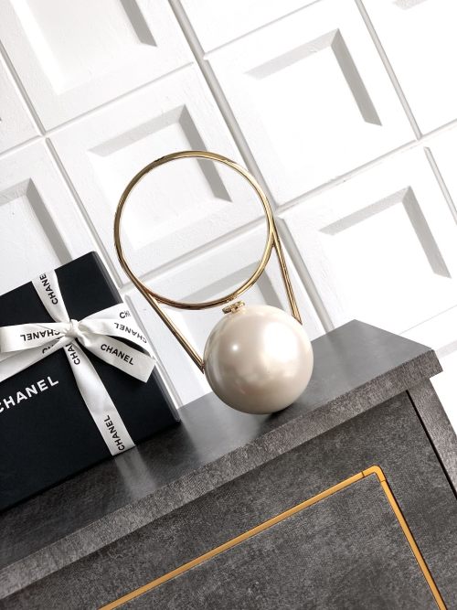 Chanel Pearl Ball Evening Bag with Metal Handle - Chic and Timeless 1 Chanel Pearl Ball Evening Bag with Metal Handle - Chic and Timeless