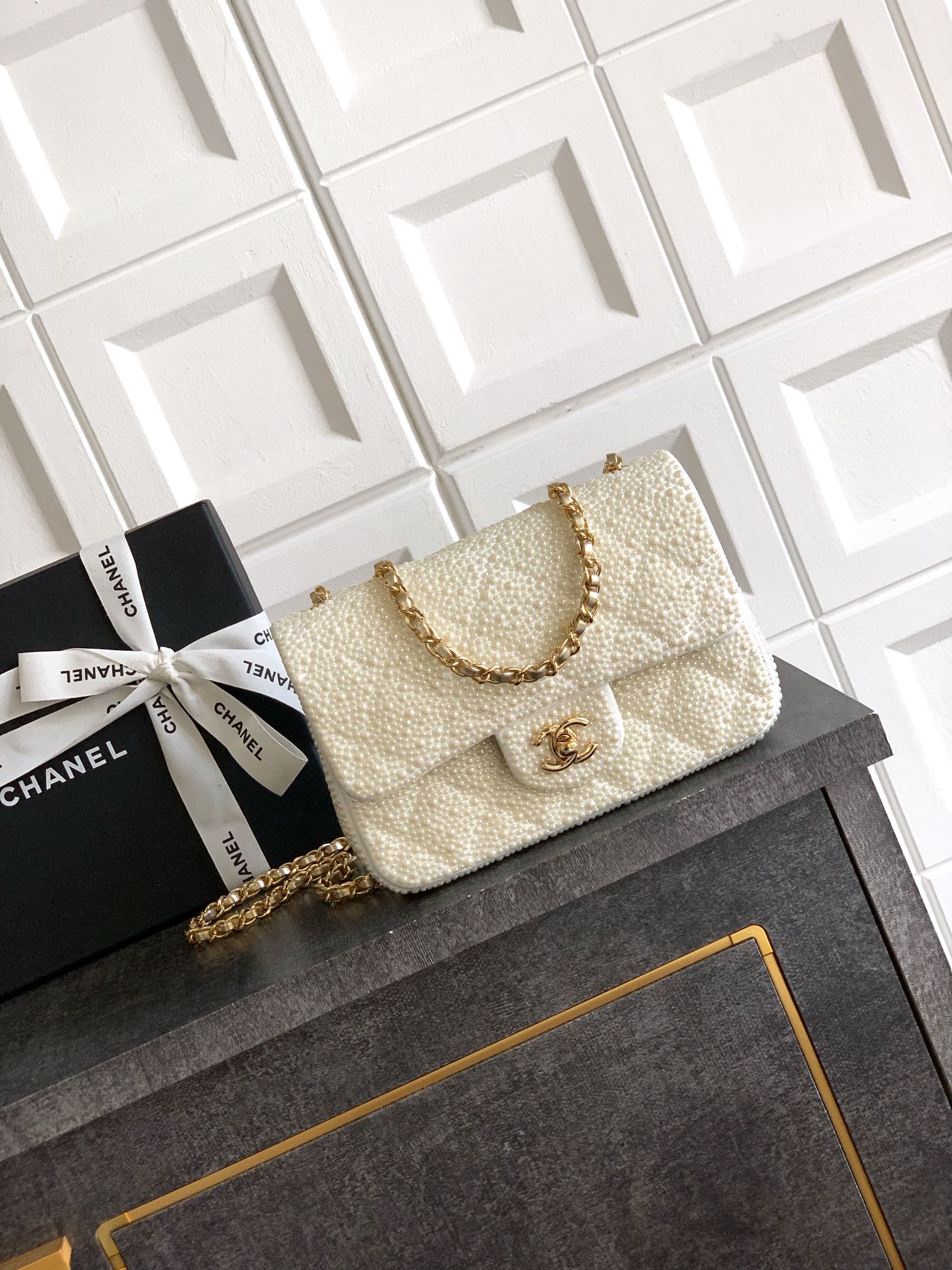 Chanel 25S Pearl Embellished CF Flap Bag - Limited Edition, Elegant Design