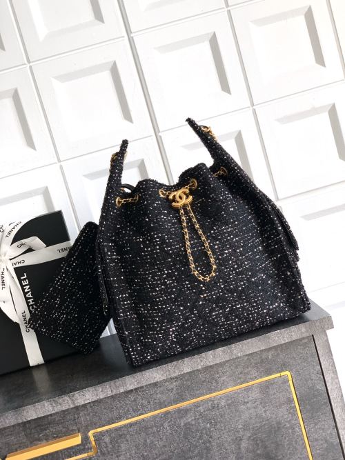 CHANEL 25 Hobo Bag Black Tweed with Gold Hardware, Large Size 1 CHANEL 25 Hobo Bag Black Tweed with Gold Hardware, Large Size