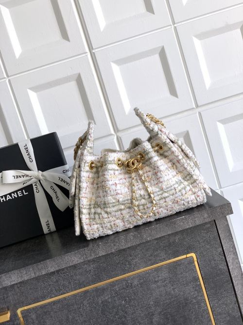 Chanel Pink Mini Hobo Bag - Spring/Summer Tweed Handbag with Gold Hardware 1 Chanel Pink Mini Hobo Bag - Spring/Summer Tweed Handbag with Gold Hardware