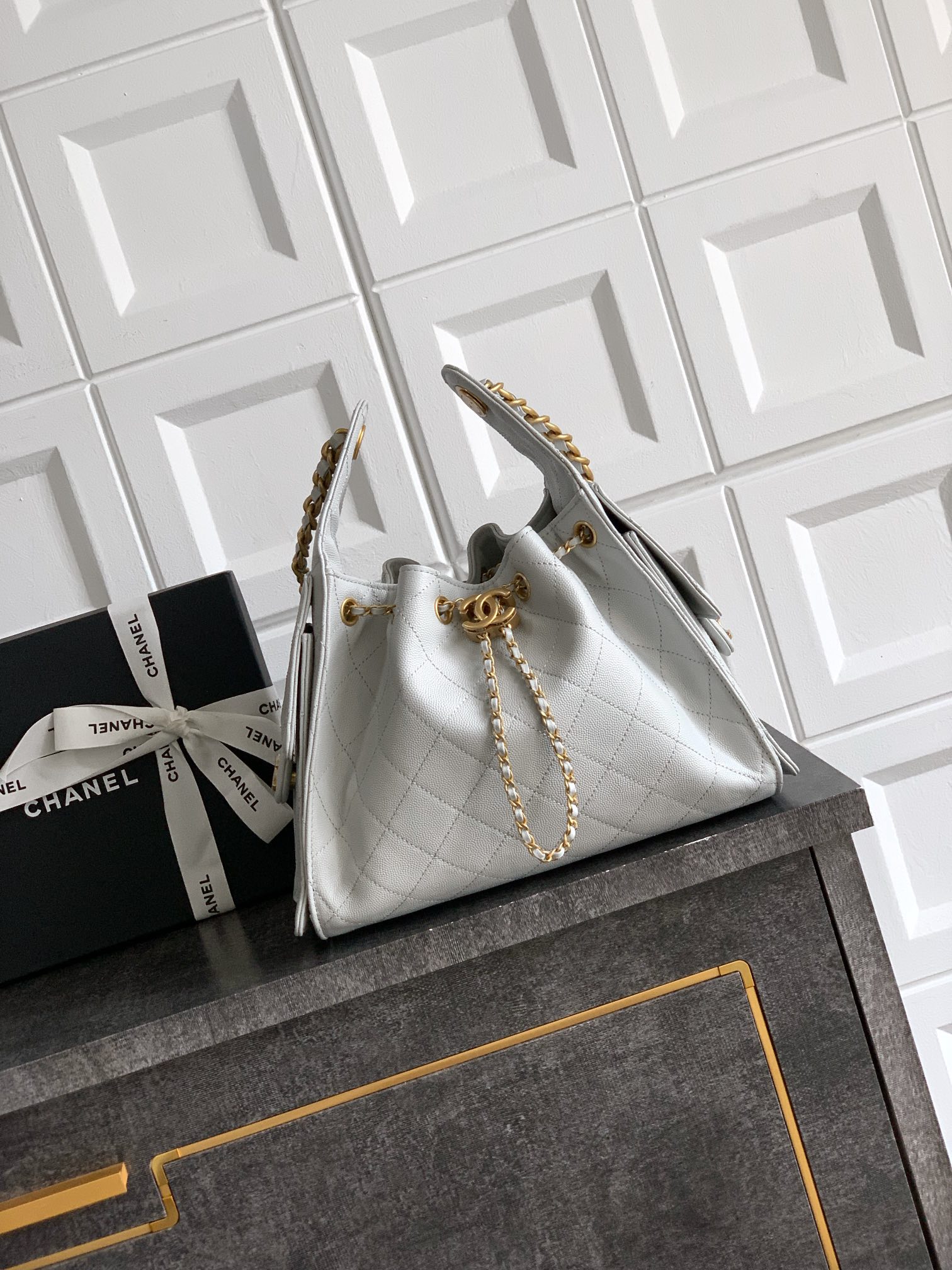 Chanel Style Grey Hobo Bag Lookbook Reference image 1
