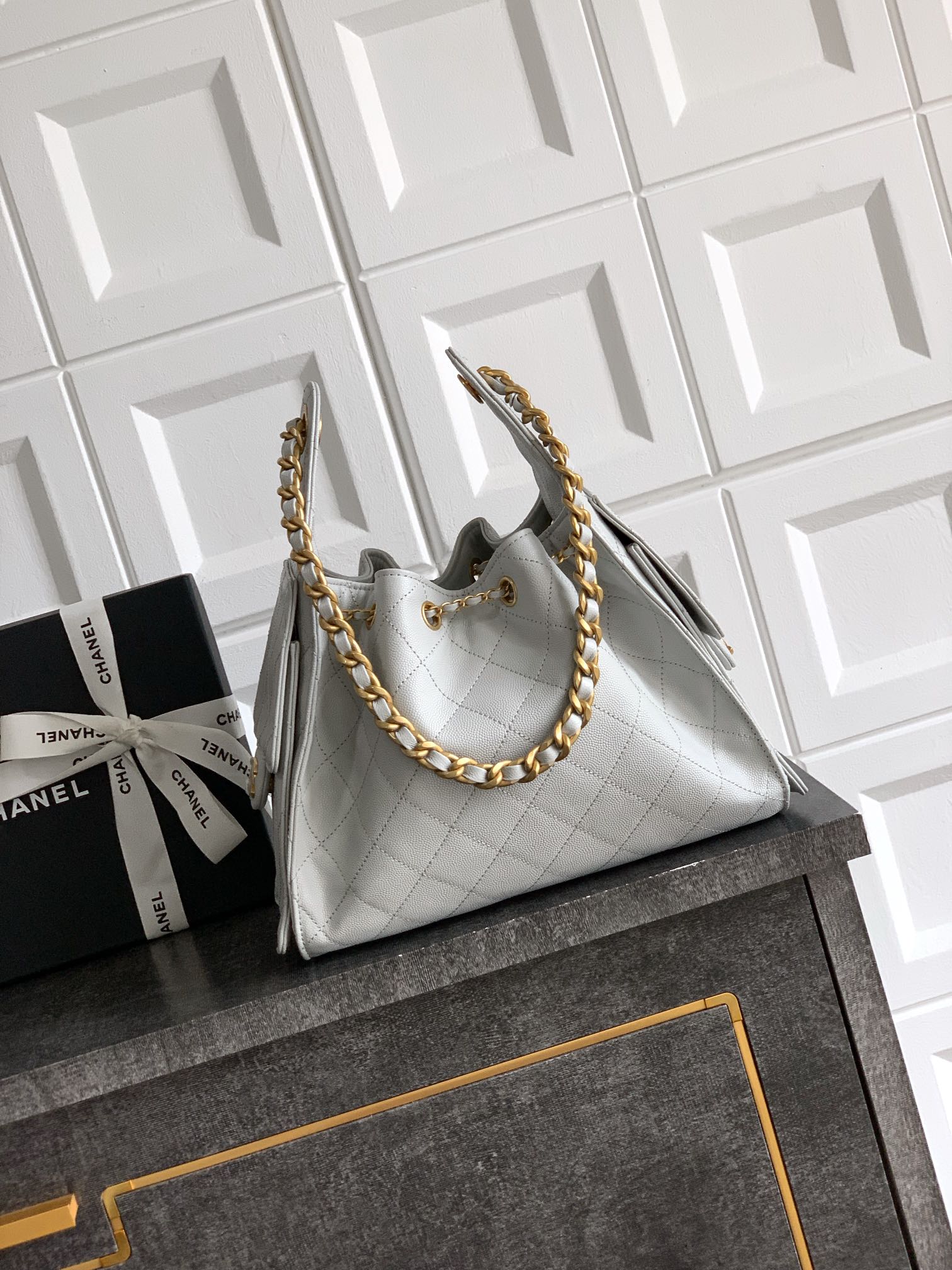 Chanel Style Grey Hobo Bag Bags Hobo Bag detail image 3 from source 765833