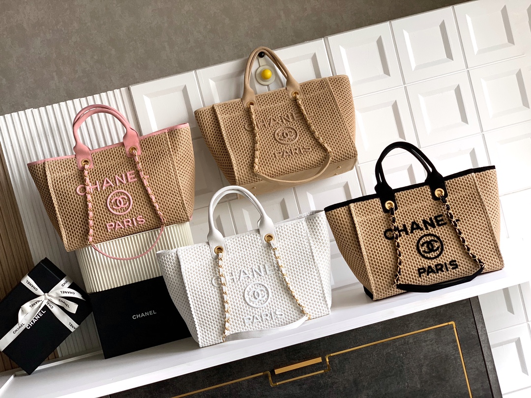 Chanel 26C Beach Bag Shopping Tote with Embroidered Logo - Four Colors Available