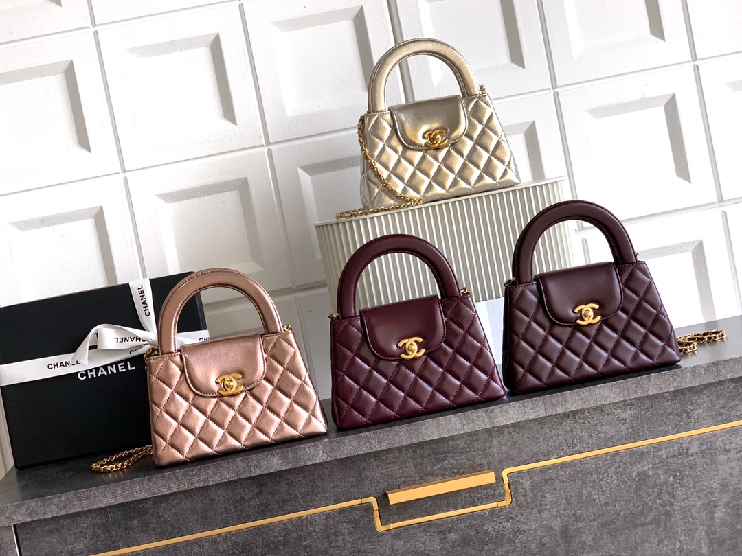 Chanel 25A Mini Kelly Bag Lambskin Leather Top Handle with Chain, Various Colors