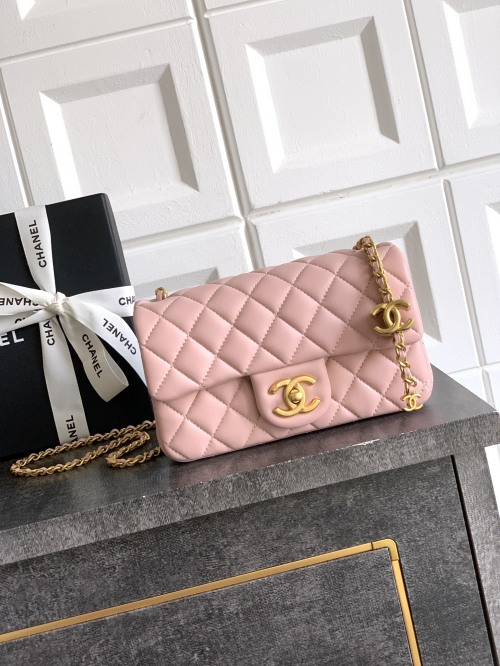 Chanel 25B Pink Lambskin Mini Flap Bag with Gold Hardware 1 Chanel 25B Pink Lambskin Mini Flap Bag with Gold Hardware