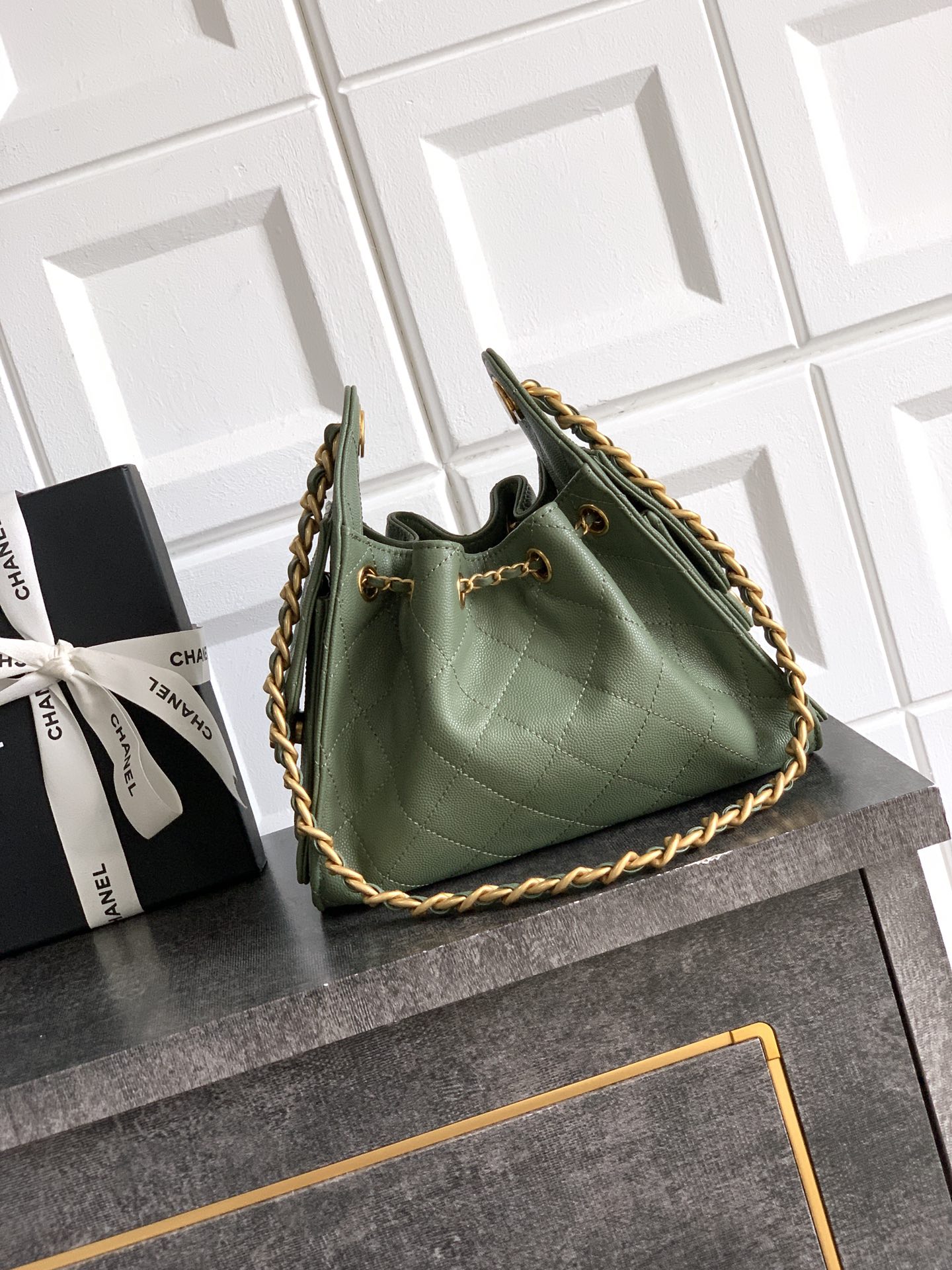 Chanel Style Green Leather Hobo Bag Bags Hobo Bag detail image 3 from source 765831