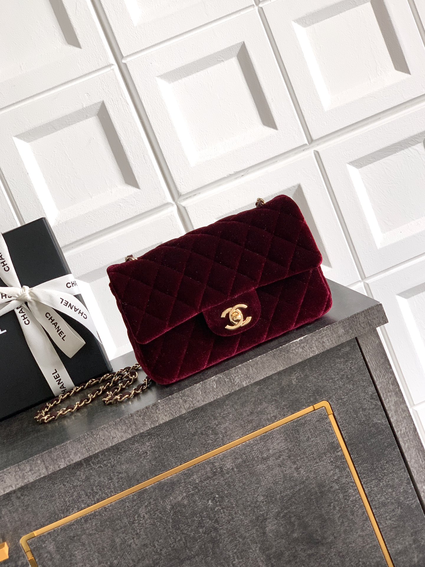 Chanel Velvet Flap Bag, Quilted Design, Elegant & Timeless