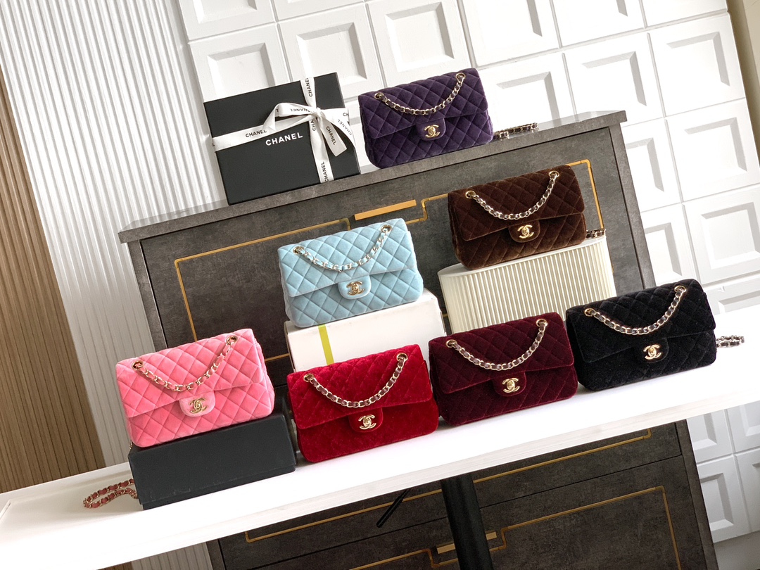 Chanel Velvet Flap Bag 23cm Small Size, Quilted Design, Multiple Colors