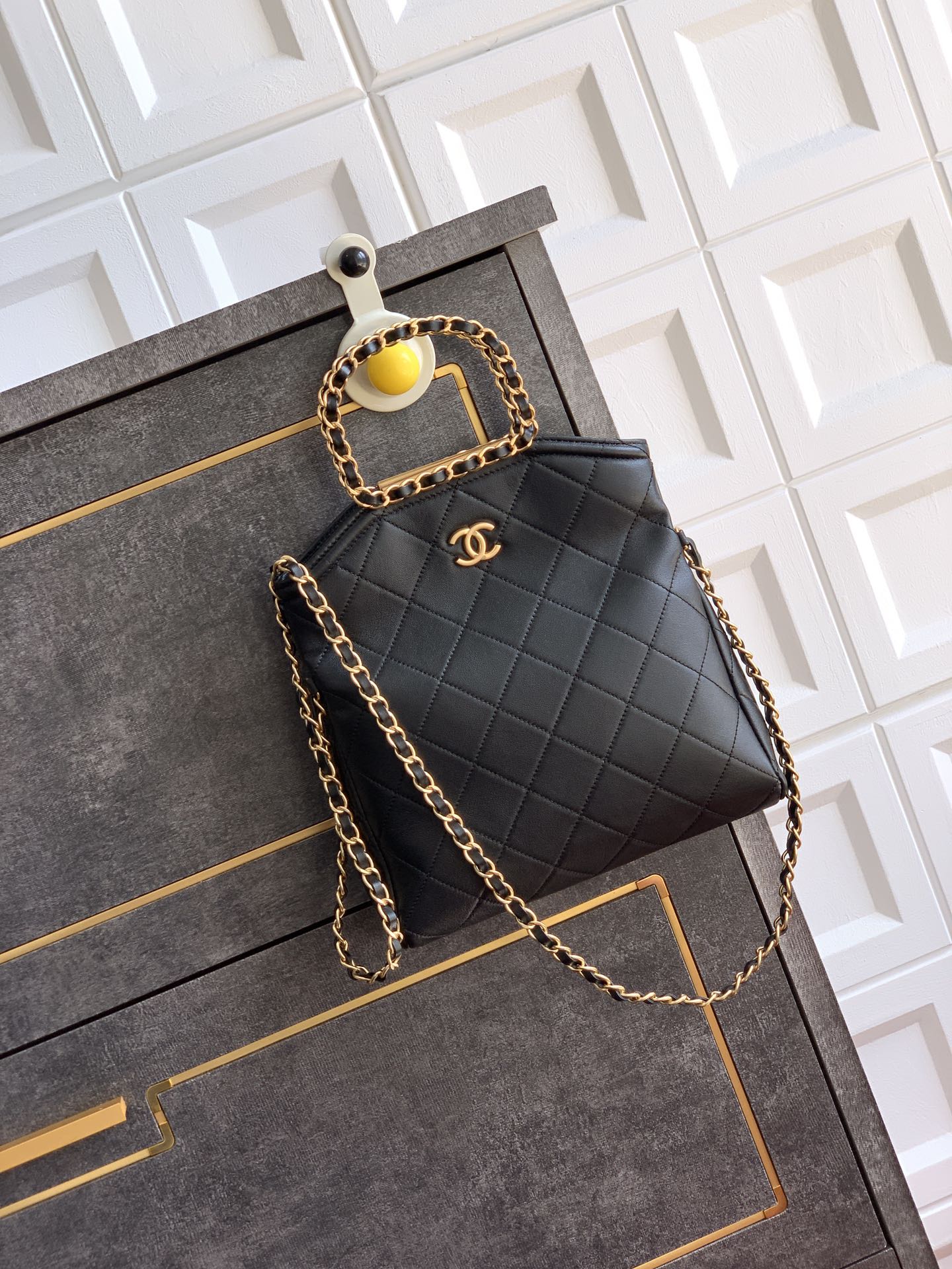 Chanel Black Lambskin Flap Bag with Gold Chain, Small Size (24.5 X 17 X 6.5cm)