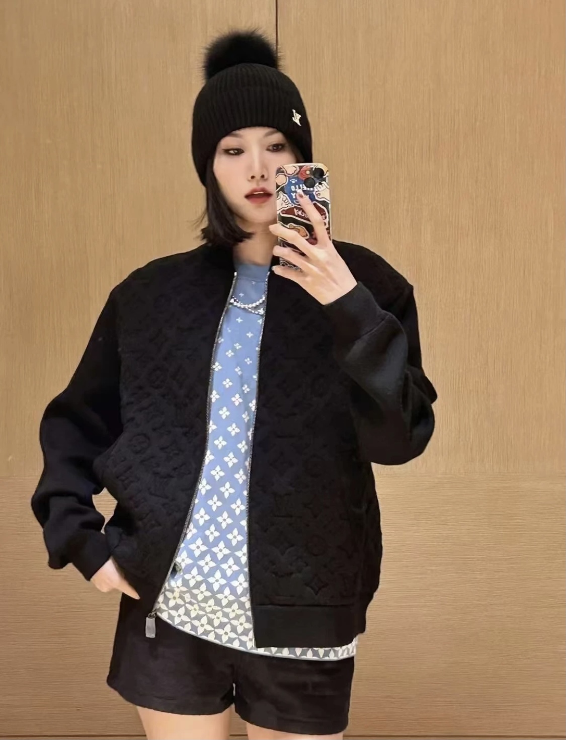 Louis Vuitton/路易威登 老花浮雕压花羊毛针织飞行夹克外套