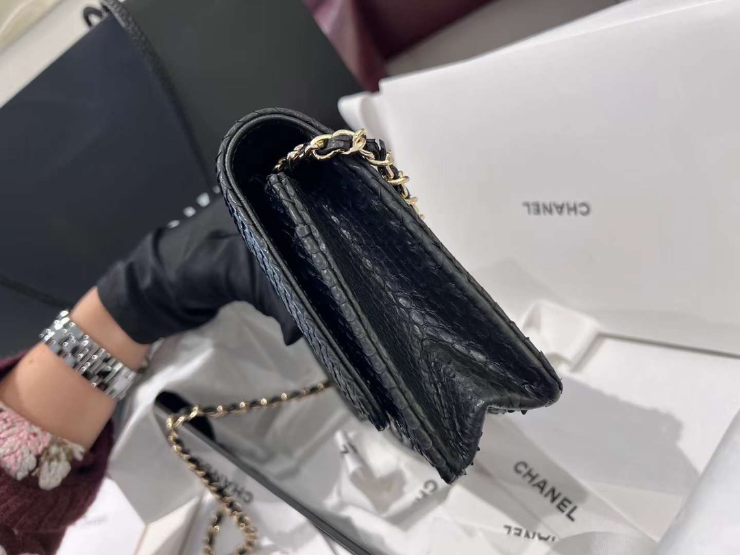 Chanel inspection version classic genuine snakeskin woc hot style