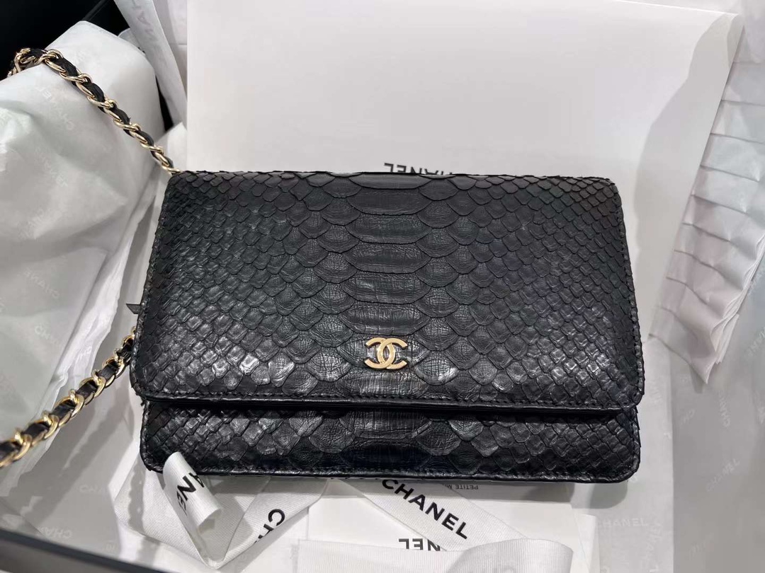 Chanel inspection version classic genuine snakeskin woc hot style