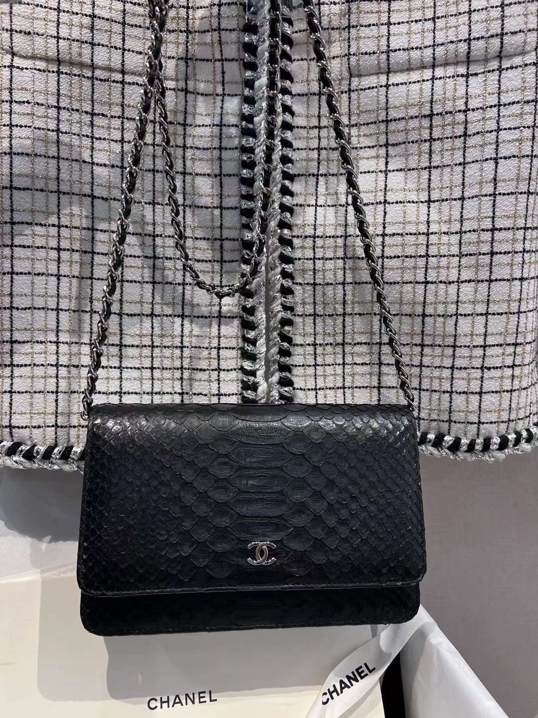 Chanel inspection version classic genuine snakeskin woc hot style