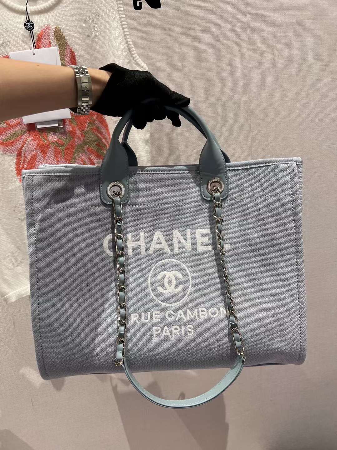 Chanel Shopping Bag Beach Bag This color is so beautiful. 38cm Glacier Blue