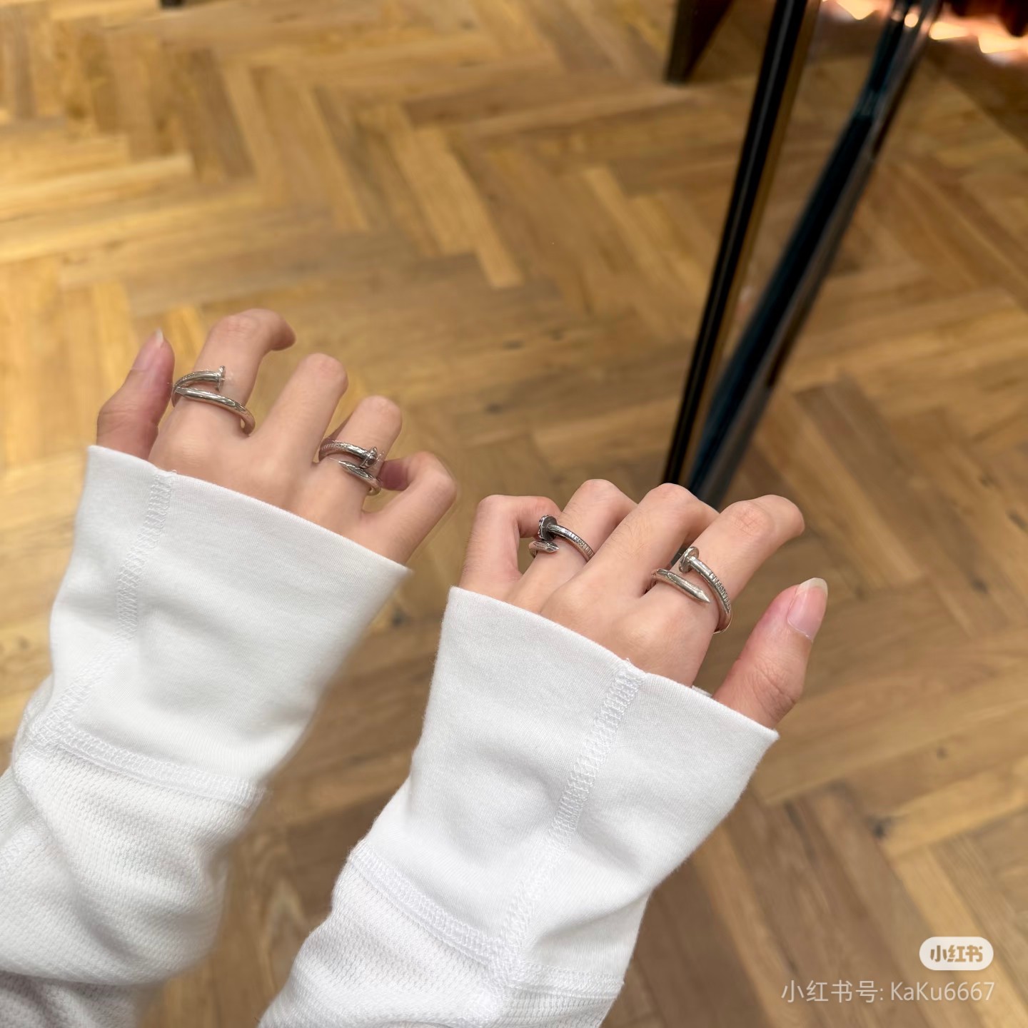 NO:714847,Chrome heart nail ring, mushroom head and flat head, Chrome heart ring, chrome hearts, ring19860909克罗心钉子戒指 蘑菇头跟平头,克罗心戒指,chrome hearts,ring,Jewelry