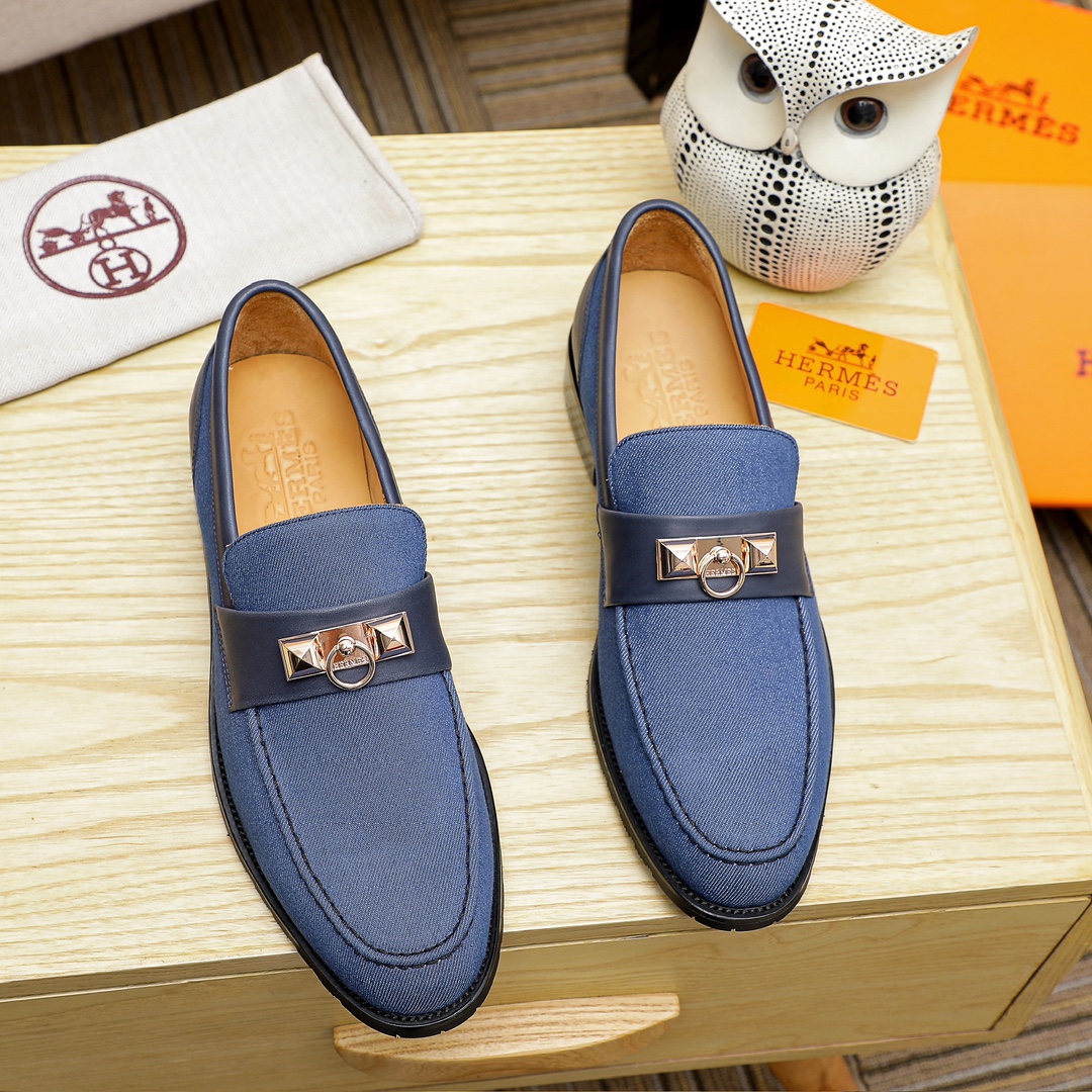 Hermes Men's Casual Business Leather Loafers - Official Replica, Sizes 39-44 2 i1704438442 1089 0