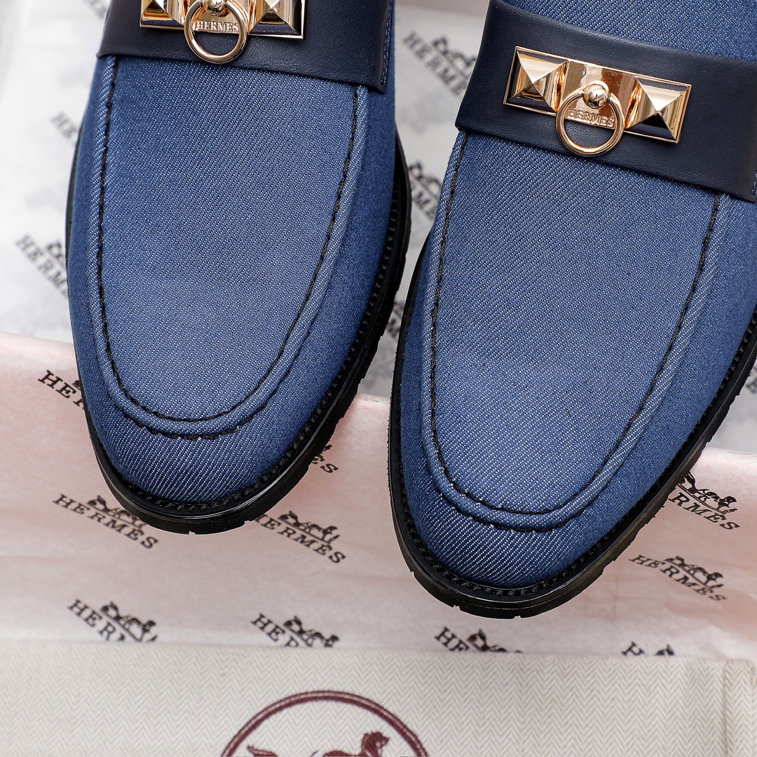 Hermes Men's Casual Business Leather Loafers - Official Replica, Sizes 39-44 7 i1704438442 2591 0