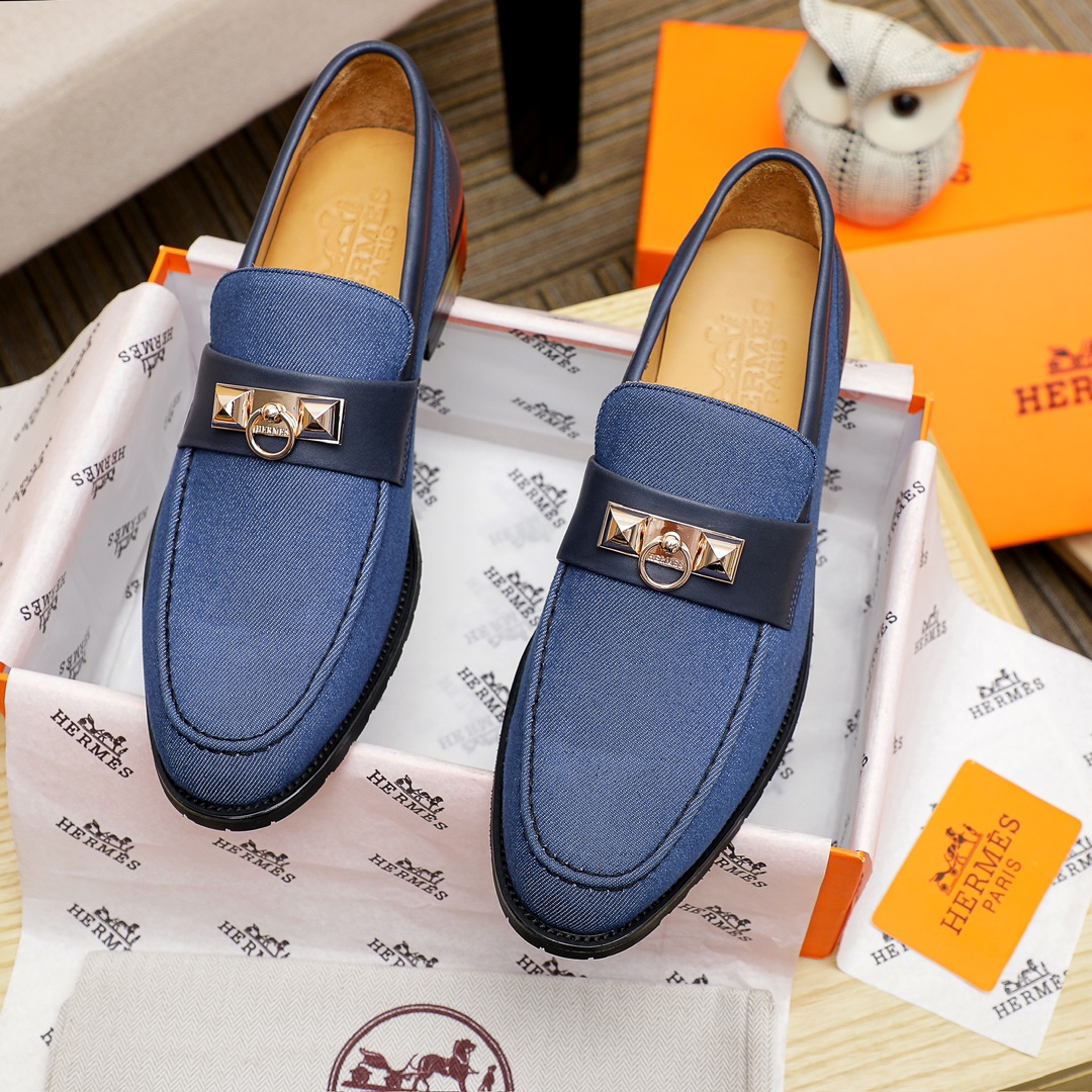 Hermes Men's Casual Business Leather Loafers - Official Replica, Sizes 39-44 3 i1704438442 2851 0