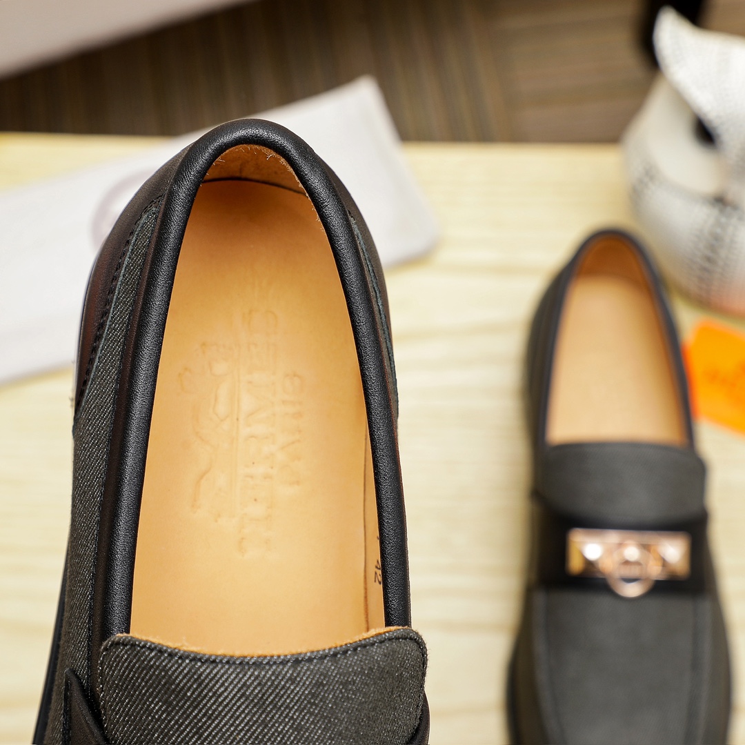 Hermes Men's Casual Business Leather Loafers in Black, Size 39-44 8 i1704438568 8612 0