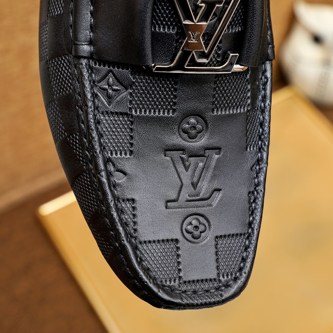 Louis Vuitton Men's Black Leather Loafers - Original Quality, Sizes 38-45 7 i1710386735 5619 7