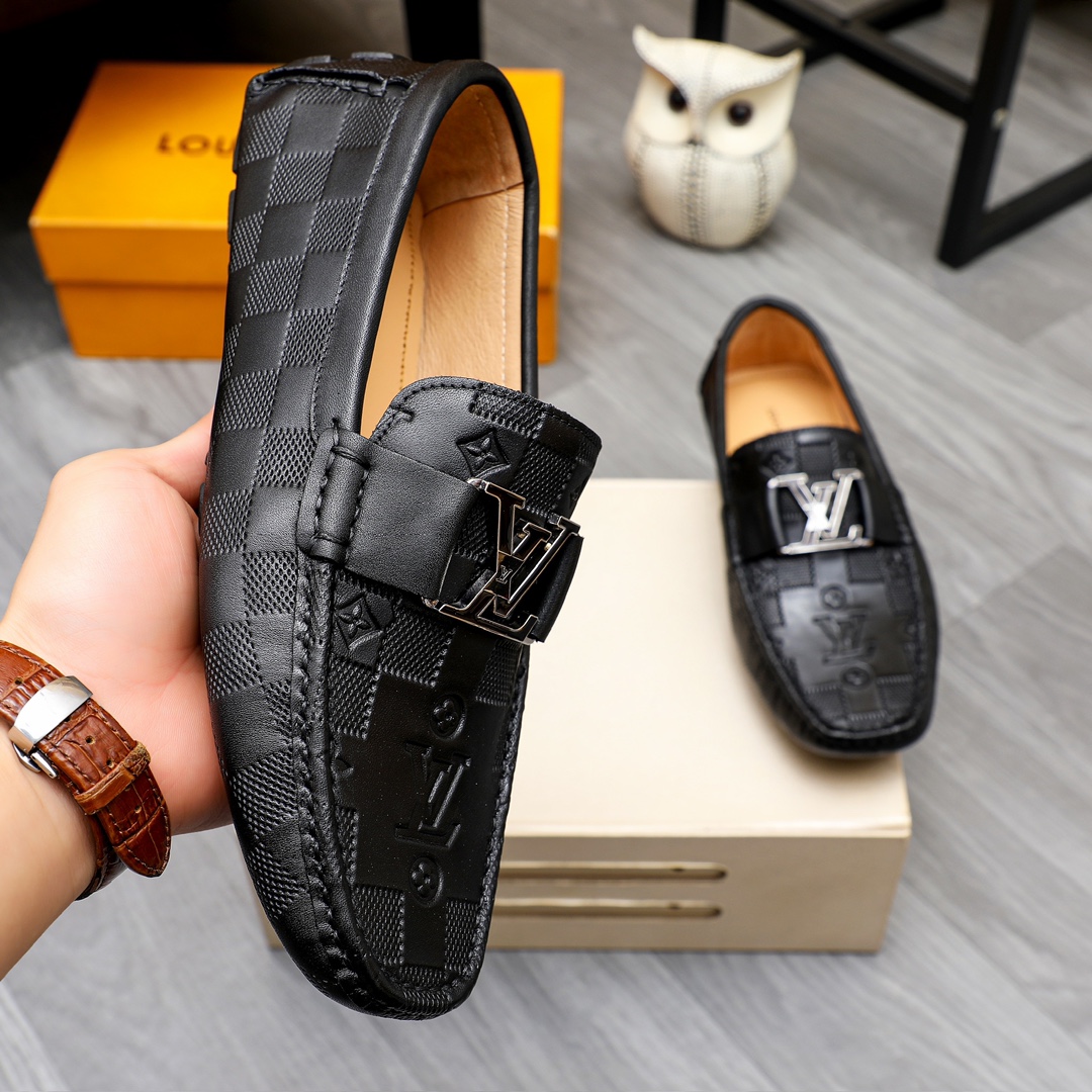 Louis Vuitton Men's Black Leather Loafers - Original Quality, Sizes 38-45 6 i1710386735 6588 6